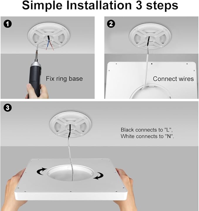LED Flush Mount Ceiling Light Fixture, 5000K Daylight White, 12inch 24W - Image 6