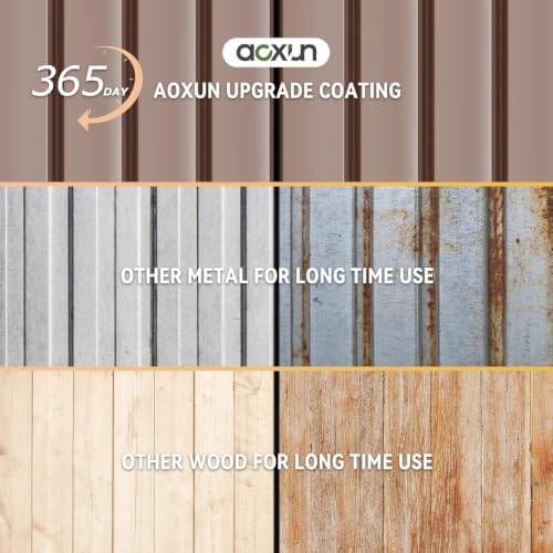 aoxun 10x12ft shed with floor galvanized steel outdoor, front angle view