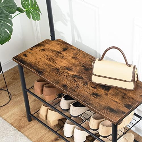 hoobro coat rack shoe bench, 3-tier shoe rack on a desk or shelf