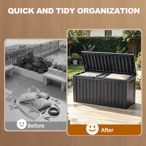 efu outdoor storage box 150 gallon deck box showing dimensions