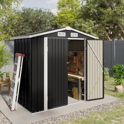 aoxun 6x4 ft shed outdoor storage shed with on a desk or shelf