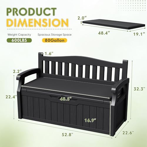 greesum 80 gallon outdoor storage bench deck box,black, close-up detail