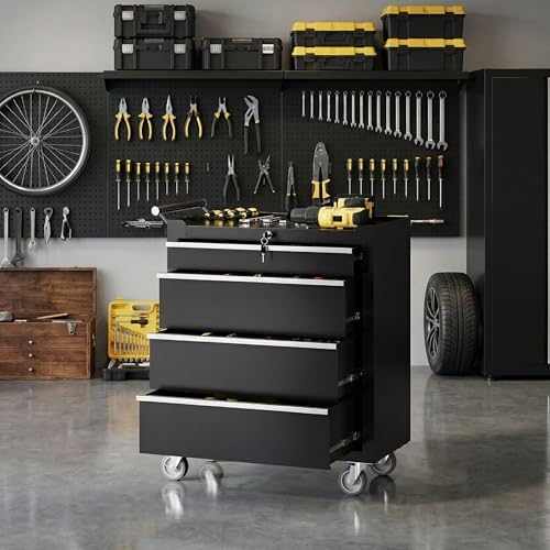 garvee rolling tool chest, 4 drawers tool storage shown in use