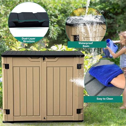 yitahome outdoor resilient storage shed, 35 cu ft, side view