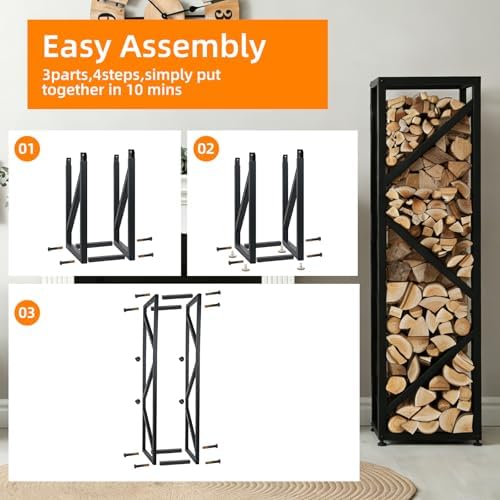 4ft adjustable firewood rack heavy duty metal log on a desk or shelf