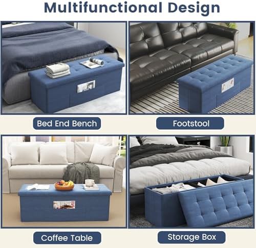 giantex storage ottoman bench, 43" l folding foot, view 9