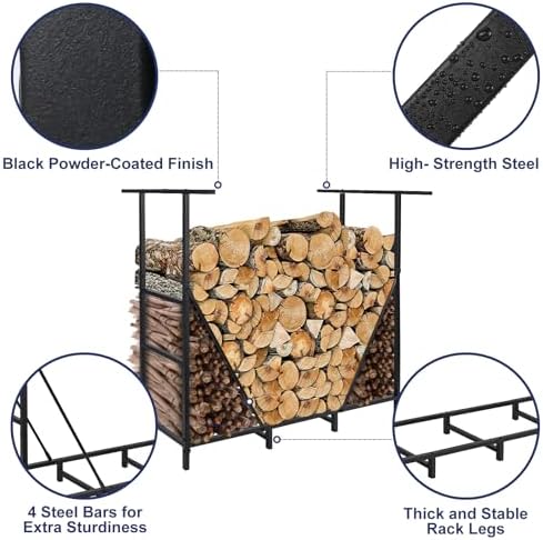 honest outfitters 4ft firewood rack outdoor, adjustable heavy, close-up detail