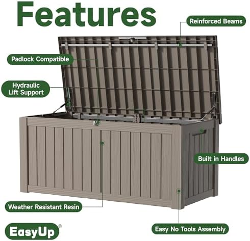 easyup 150 gal outdoor storage box waterproof uv-resistant, close-up detail