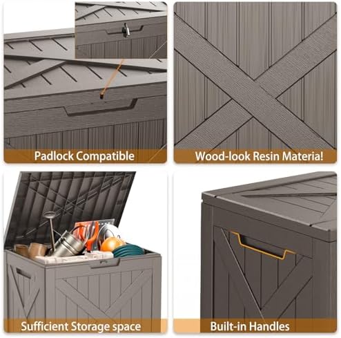32 gal lockable outdoor storage box waterproof uv-resistant, side view