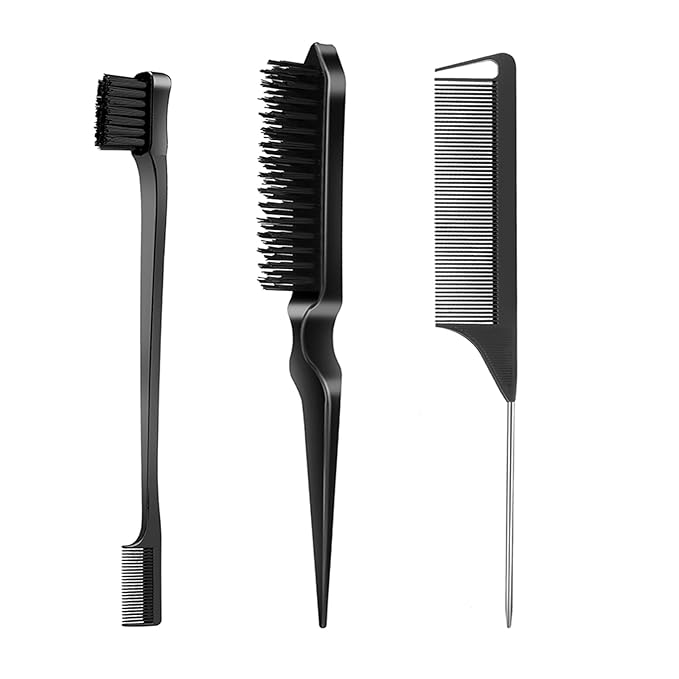SWEET VIEW 3 Pcs Slick Back Hair Brush, Rat Tail Comb, Edge | Bristle Brush by SWEET+VIEW