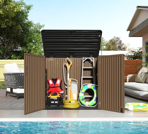 homspark storage shed weather resistance, multi-purpose outdoor storage shown in use