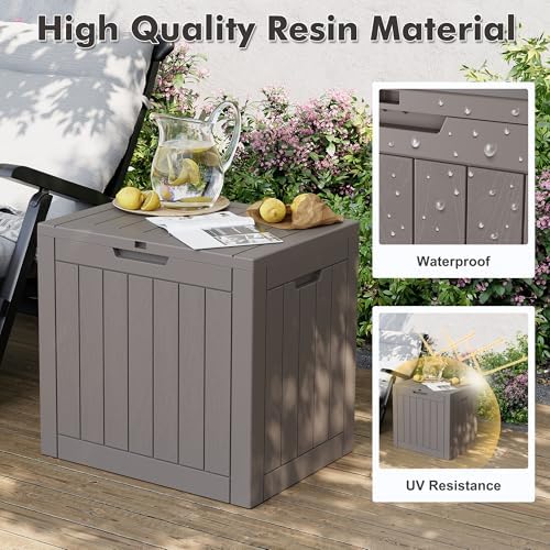 35 gallon outdoor storage box waterproof deck box, side view