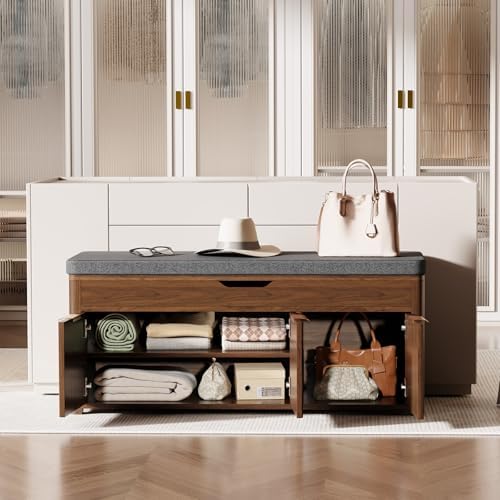 37.4" w shoe bench with storage, lift top on a desk or shelf