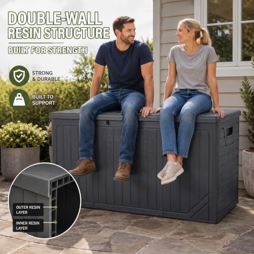 330 gallon outdoor storage deck box, extra large, close-up detail