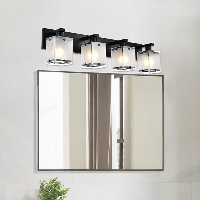 WINSHEN 4-Lights Bathroom Vanity Lighting Over Mirror, E26 Bulb Base - Image 2