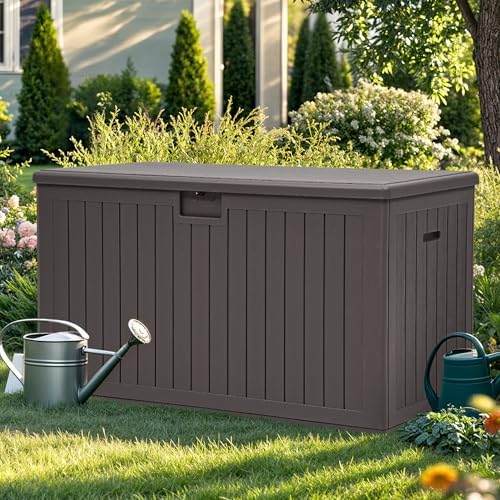 yitahome 220 gallon double-wall deck box with divider, front angle view
