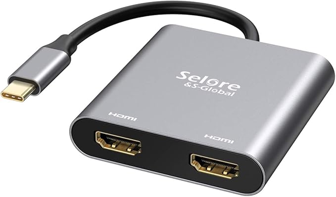 Selore&S-Global USB C to Dual HDMI Adapter 4K @60hz, Type C to HDMI Converter by SeloreS-Global