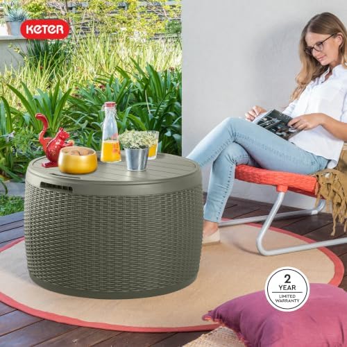 keter circa 37 gallon resin deck box stool, view 10