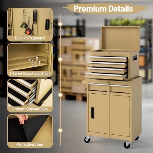 goplus tool chest, 5 drawers rolling tool cabinet, package contents
