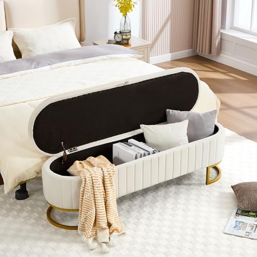 storage ottoman bench, 63" velvet end of bed, view 9