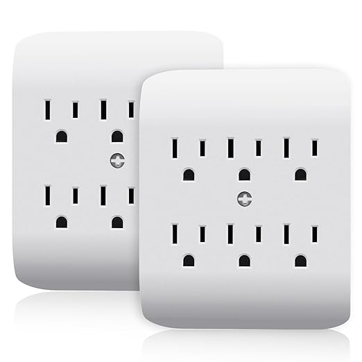 ELEGRP 6-Outlet Extender with Central Anchor, 3-Prong Grounded Wall Tab by ELEGRP%7CELEGROUP