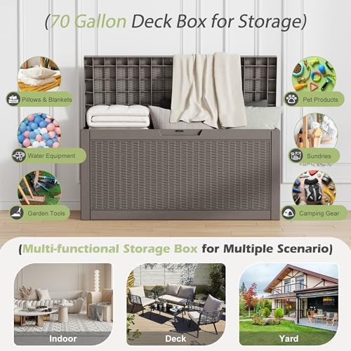 outdoor storage box, resin deck boxes indoor and, side view