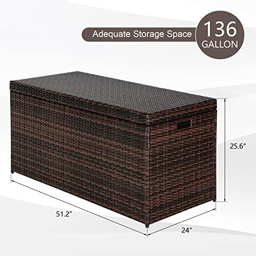 vingli outdoor wicker storage box, 132 gallon patio, close-up detail