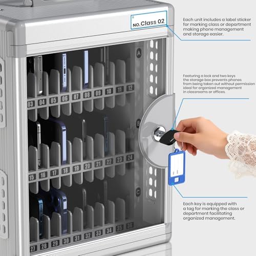 glosen 36 slots cell phone locker with key, package contents