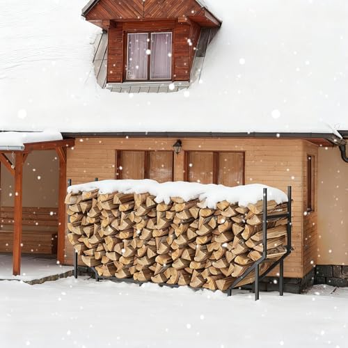 6 ft firewood rack outdoor, heavy duty metal, front angle view