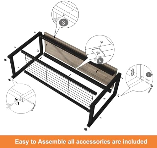 homefort 2 tiers shoe bench, retro industrial shoe, package contents