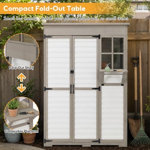 large outdoor storage cabinet, weatherproof garden shed with shown in use