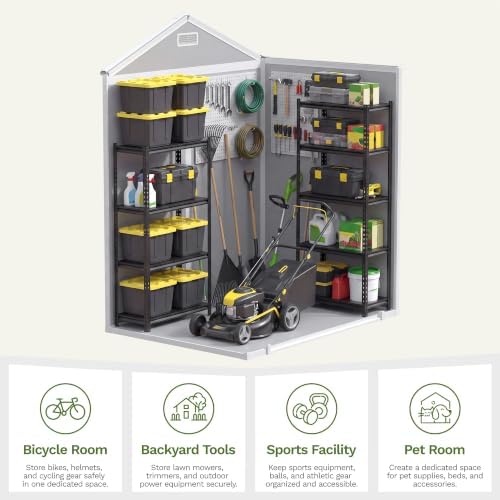 patiowell 6x4 ft plastic outdoor storage shed with, package contents