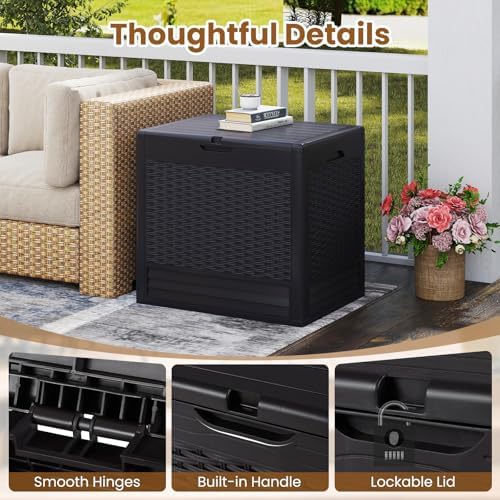 tangkula 25 gallon waterproof outdoor storage box with on a desk or shelf