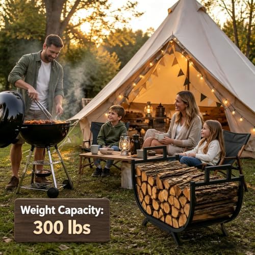 31 inch firewood rack outdoor indoor firewood storage, side view