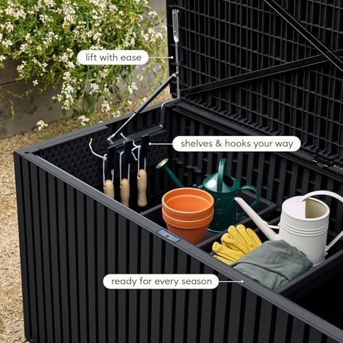 veradek everything box - 120-gallon outdoor storage box on a desk or shelf
