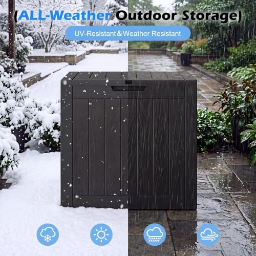 outdoor storage box waterproof, 32 gallon deck box, side view