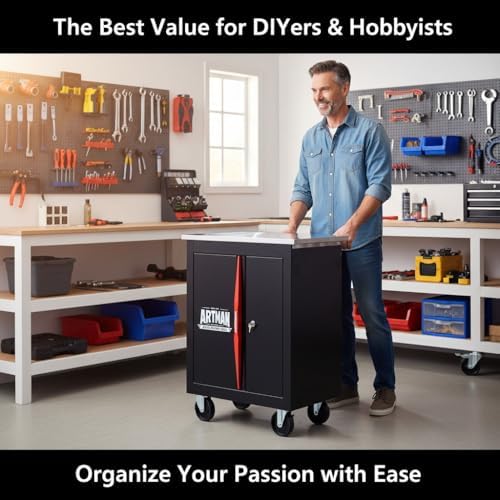 rolling tool chest,stainless steel worktop,black&red,2‑drawer, close-up detail