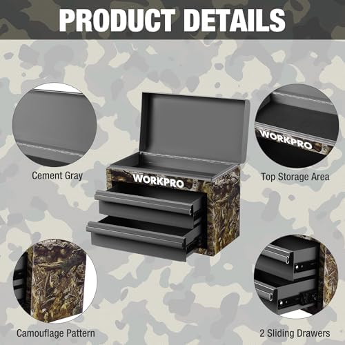 workpro metal mini tool box with 2 drawers, package contents