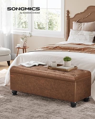 songmics storage ottoman, 46.5 inches long bed end, close-up detail