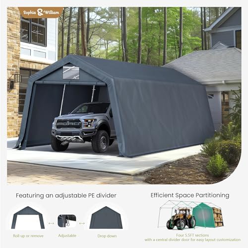 sophia & william storage shed, 13x22 ft portable shown in use