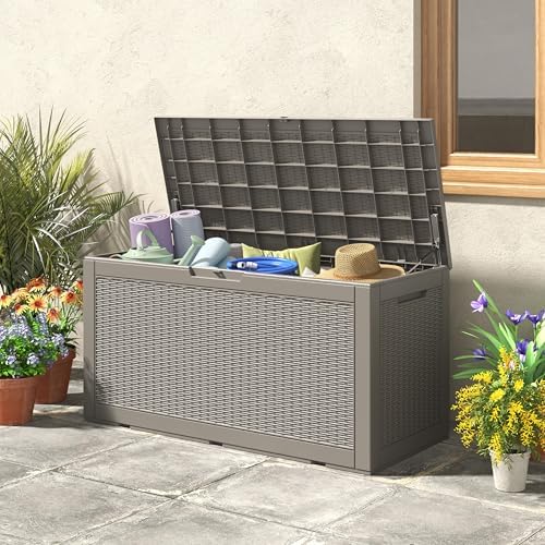 120 gal outdoor storage box waterproof lockable,deck box,gas, close-up detail