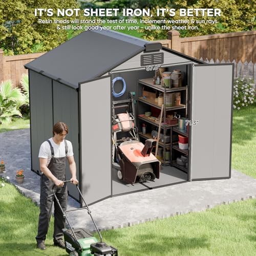 cdcasa 8x6x7 ft resin shed with floor included, close-up detail
