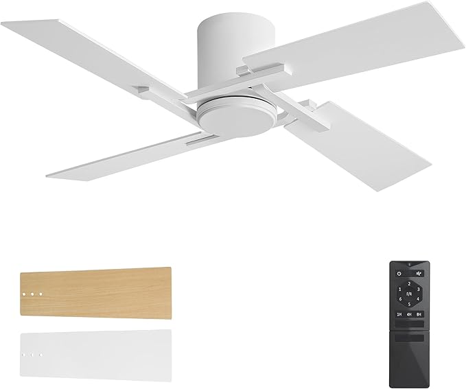 WINGBO 48 Inch Flush Mount Ceiling Fan without Light by HomePage