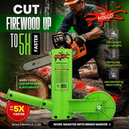 the mingo ultimate firewood measuring tool - chainsaw, front angle view