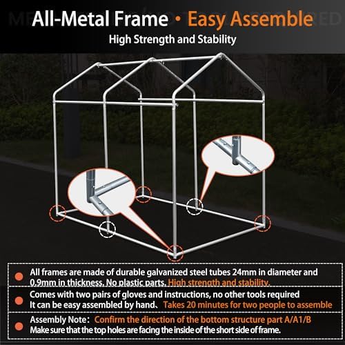 bike storage shed 4x6ft motorcycle tent 420d oxford, close-up detail