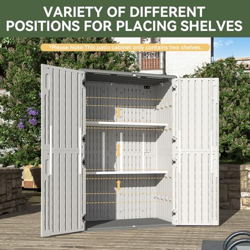 aoxun 64 cu.ft resin outdoor storage shed with showing dimensions