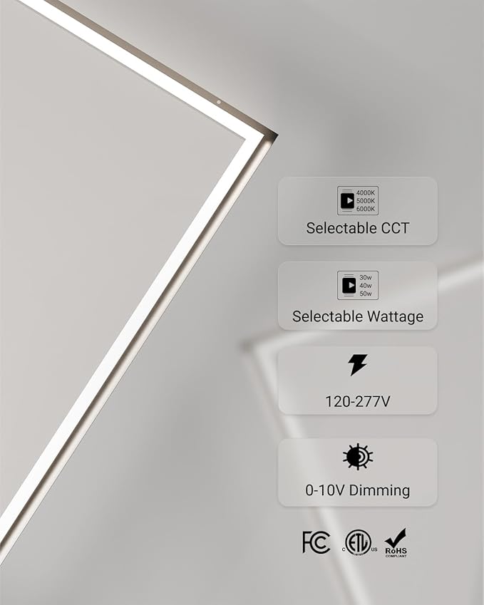 Sunco 20 Pack 2x2 Edge-Lit Frame LED Panel Lights, Drop Ceiling Flat Light - Image 6