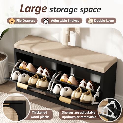 rattan narrow entryway bench with shoe storage, 2 on a desk or shelf