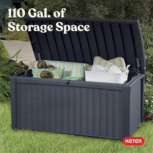 keter borneo outdoor storage deck box, 110 gallon, view 10