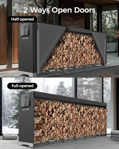 12ft firewood log rack with cover outdoor, heavy, close-up detail